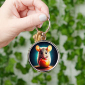 美しいファンタジー毛皮の動物の赤りんご食品 キーホルダー (手)