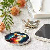 美しいファンタジー毛皮の動物の赤りんご食品 キーホルダー (側面)