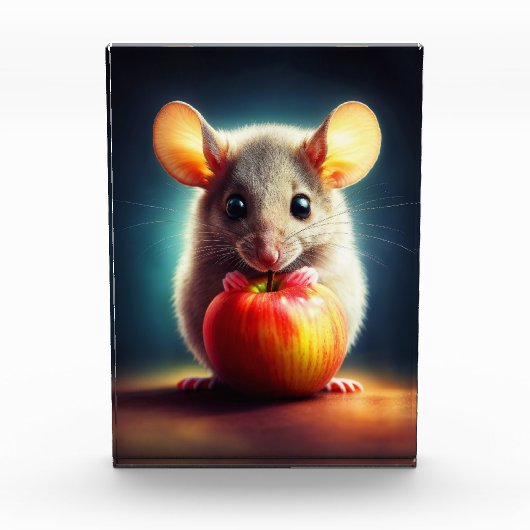 美しいファンタジー毛皮の動物の赤りんご食品 フォトブロック (正面)