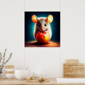 美しいファンタジー毛皮の動物の赤りんご食品 ポスター (キッチン)