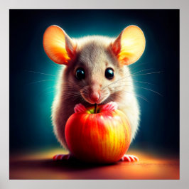 美しいファンタジー毛皮の動物の赤りんご食品 ポスター