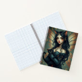 美しいファンタジー猫妖精アートノート ノートブック (内部)