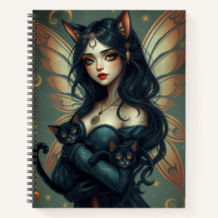 美しいファンタジー猫妖精アートノート ノートブック