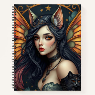 美しいファンタジー猫妖精アートノート ノートブック