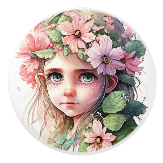 美しいファンタジー花妖精フェアリーシリーズ セラミックノブ (正面)