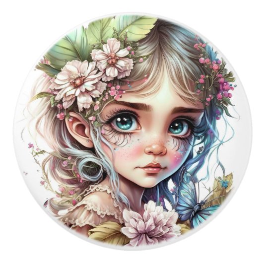 美しいファンタジー花妖精フェアリーシリーズ セラミックノブ (正面)