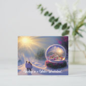 美しいファンタジー 雪の地球儀 フラット ホリデー カード (スタンド正面)