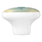 美しいファンパターン,ティール(緑がかった色)金ゴールド,アールデコパターン,c セラミックノブ (側面)