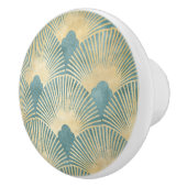 美しいファンパターン,ティール(緑がかった色)金ゴールド,アールデコパターン,c セラミックノブ (右)