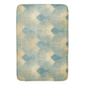 美しいファンパターン,ティール(緑がかった色)金ゴールド,アールデコパターン,c バスマット (正面縦)