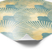 美しいファンパターン,ティール(緑がかった色)金ゴールド,アールデコパターン,c フォトプリント (角)