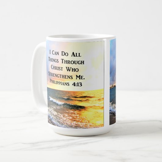 美しいフィリップ4:13聖なる書物、 経典写真 コーヒーマグカップ (正面左)