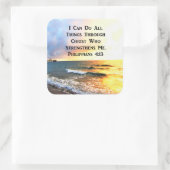 美しいフィリップ4:13聖なる書物、 経典写真 スクエアシール (バッグ)