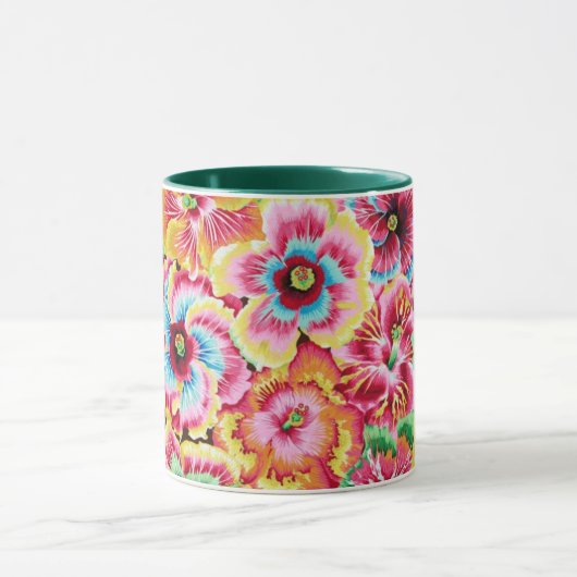 美しいフィリップ・ジェイコブス生地ハイビスカスマググ マグカップ (中央)