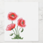 美しいフィールドポピーの花束のノート ワインラベル (シングルラベル)