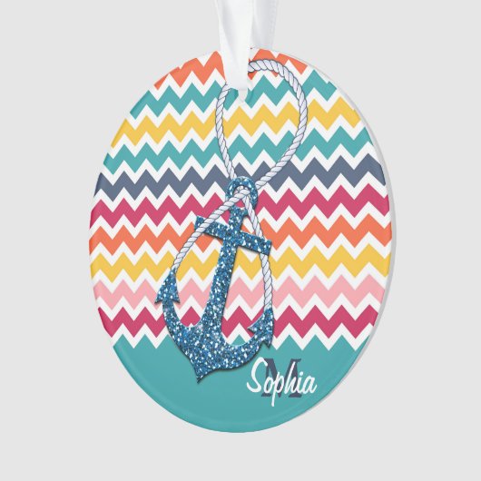 美しいフェイクグリッター航海のいかり無限大 オーナメント (正面)