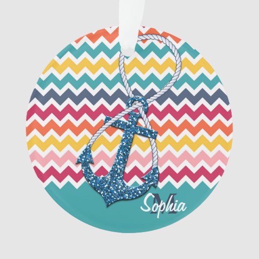 美しいフェイクグリッター航海のいかり無限大 オーナメント (正面)