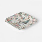 美しいフェスティバルビレッジハウスヴィンテージクリスマス ペーパープレート (傾斜あり)