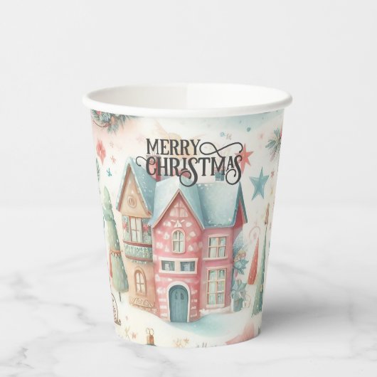 美しいフェスティバルビレッジハウスヴィンテージクリスマス 紙コップ (左)