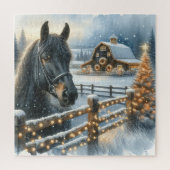 美しいフェスティバルブラックホースオンファームクリスマス ジグソーパズル (縦)
