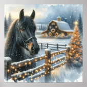 美しいフェスティバルブラックホースオンファームクリスマス ポスター (正面)