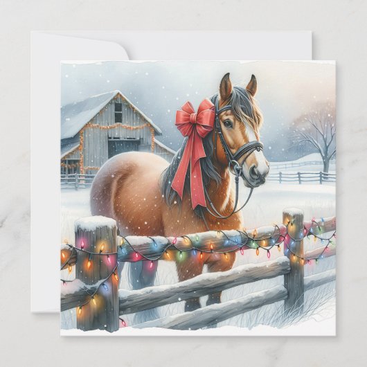 美しいフェスティバルホースパーソナライズされたクリスマス シーズンカード (正面)
