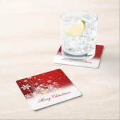 美しいフェスティバル「メリークリスマス」イラストレーション スクエアペーパーコースター (インサイチュ)