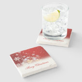 美しいフェスティバル「メリークリスマス」イラストレーション ストーンコースター (横)