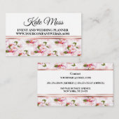 美しいフェミニンバラ金ゴールドさくらんぼ 名刺 (正面/裏面)