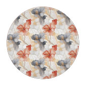 美しいフェミニンピーチブルーとホワイトフローラ カッティングボード (正面)