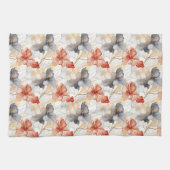 美しいフェミニンピーチブルーとホワイトフローラ キッチンタオル (横)