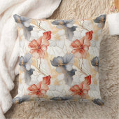 美しいフェミニンピーチブルーとホワイトフローラ クッション (ブランケット)