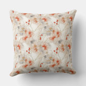 美しいフェミニンピーチブルーとホワイトフローラ クッション (裏面)