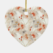 美しいフェミニンピーチブルーとホワイトフローラ セラミックオーナメント (裏面)