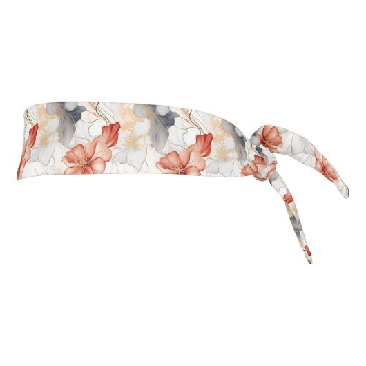 美しいフェミニンピーチブルーとホワイトフローラ タイヘッドバンド (回転90)