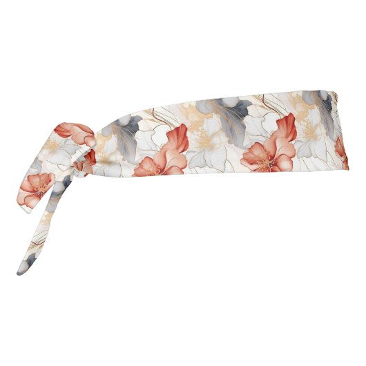 美しいフェミニンピーチブルーとホワイトフローラ タイヘッドバンド (回転270)