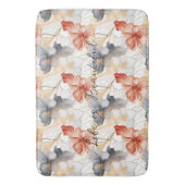 美しいフェミニンピーチブルーとホワイトフローラ バスマット (正面縦)