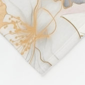 美しいフェミニンピーチブルーとホワイトフローラ フリースブランケット (角)