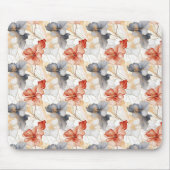美しいフェミニンピーチブルーとホワイトフローラ マウスパッド (正面)