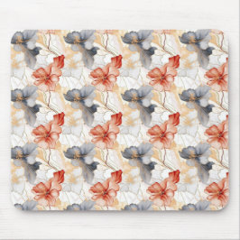 美しいフェミニンピーチブルーとホワイトフローラ マウスパッド