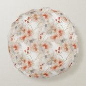 美しいフェミニンピーチブルーとホワイトフローラ ラウンドクッション (裏面)