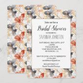 美しいフェミニンピーチブルーとホワイトフローラ 招待状 (正面/裏面)