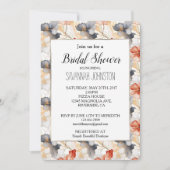 美しいフェミニンピーチブルーとホワイトフローラ 招待状 (正面)
