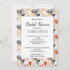 美しいフェミニンピーチブルーとホワイトフローラ 招待状