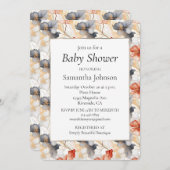 美しいフェミニンピーチブルーとホワイトフローラ 招待状 (正面/裏面)