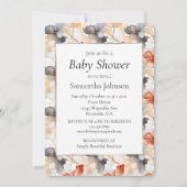 美しいフェミニンピーチブルーとホワイトフローラ 招待状 (正面)