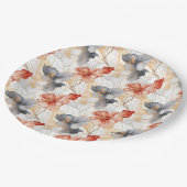 美しいフェミニンピーチレッドブルーと白フローラ ペーパープレート (アングル)