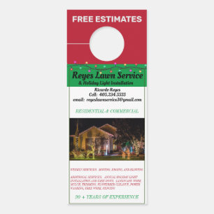 美しいフォトクリスマスライトの設置 ドアノブサイン