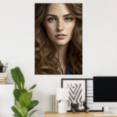 美しいフォトリアリスティック女性ポートレートAIジェネラト ポスター (ホームオフィス)