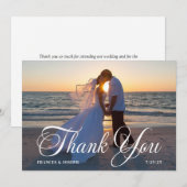 美しいフォルマスクリプトの結婚式の写真 サンキューカード (正面/裏面)